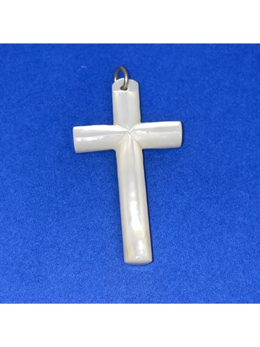 Vintage Carved Mother Of Pearl Cross Pendant